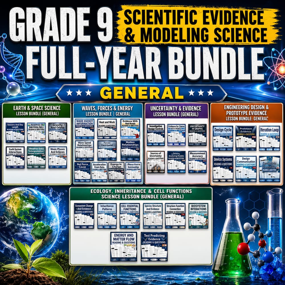 Grade 9 Scientific Evidence & Modeling Science Full-Year Bundle: General — bundle cover