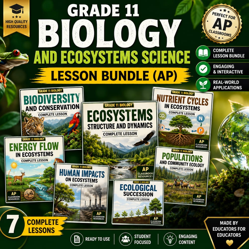 Grade 11 Biology and Ecosystems Science Lesson Bundle (AP) — bundle cover