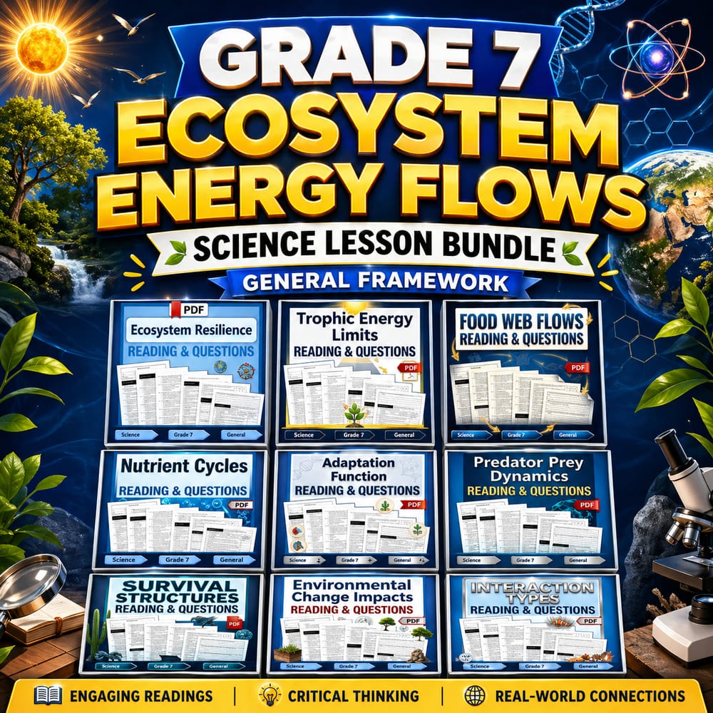 Grade 7 Ecosystem Energy Flows Science Lesson Bundle - General Framework — bundle cover