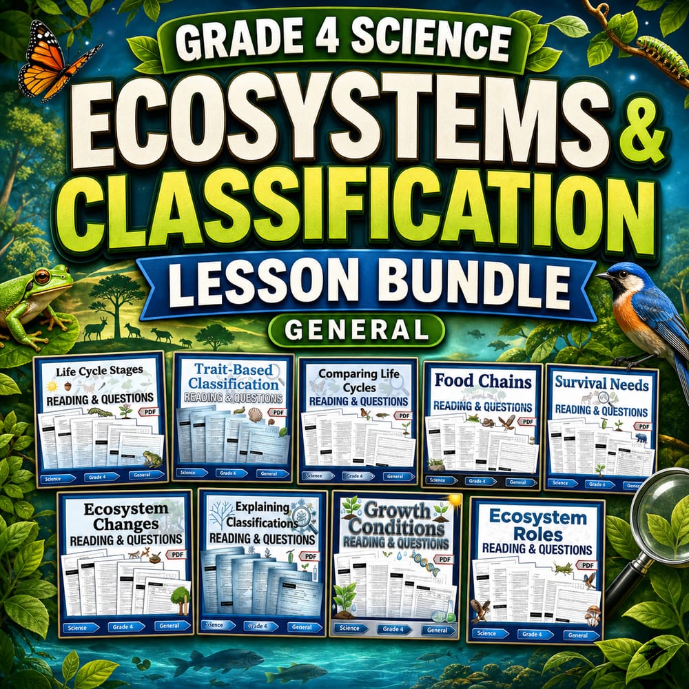 Grade 4 Ecosystems & Classification Science Lesson Bundle (General) — bundle cover