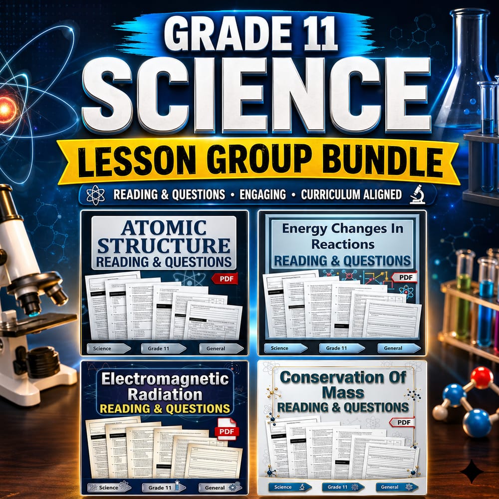 Grade 11 Physical Science Science Lesson Bundle - General Framework Worksheets — bundle cover