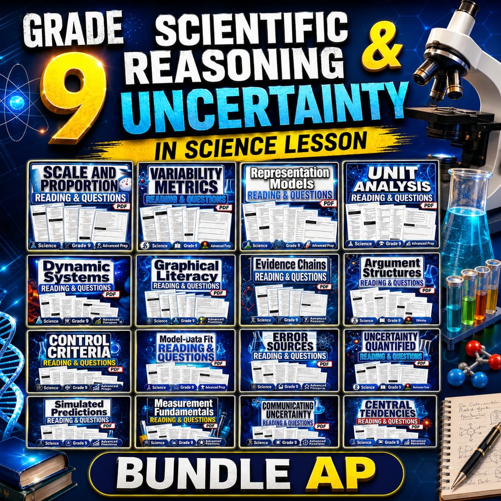 Grade 9 Scientific Reasoning & Uncertainty in Science Lesson Bundle AP — bundle cover