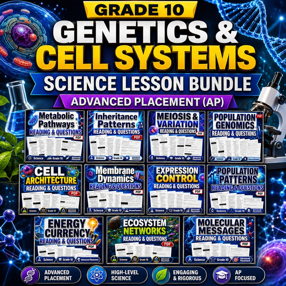 Grade 10 Genetics & Cell Systems Science Lesson Bundle – Advanced Placement (AP) — bundle cover