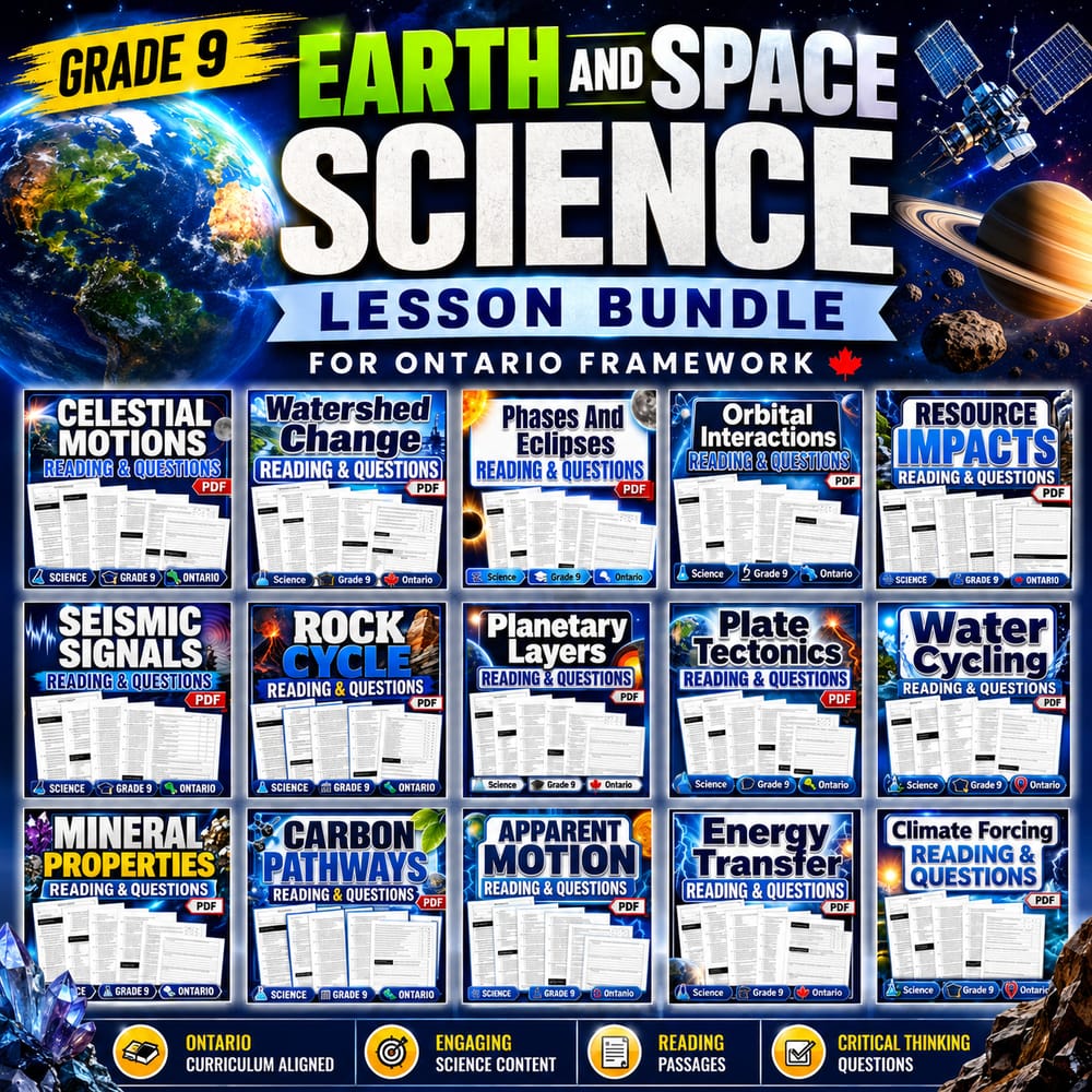 Grade 9 Earth and Space Science Lesson Bundle for Ontario Framework — bundle cover