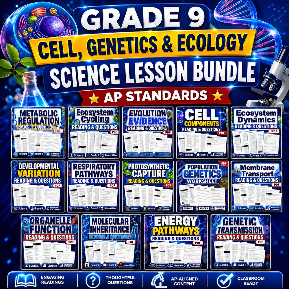 Grade 9 Cell, Genetics & Ecology Science Lesson Bundle: AP Standards — bundle cover