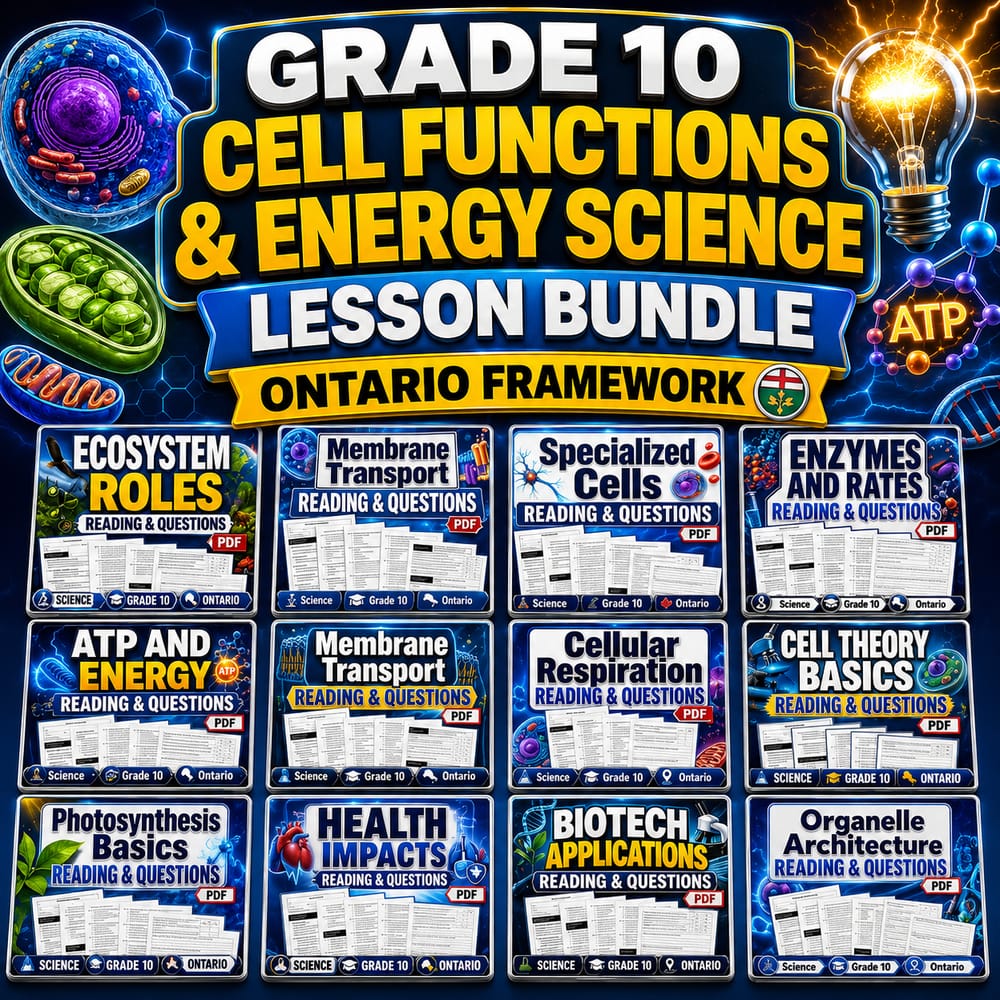 Grade 10 Cell Functions & Energy Science Lesson Bundle - Ontario Framework — bundle cover