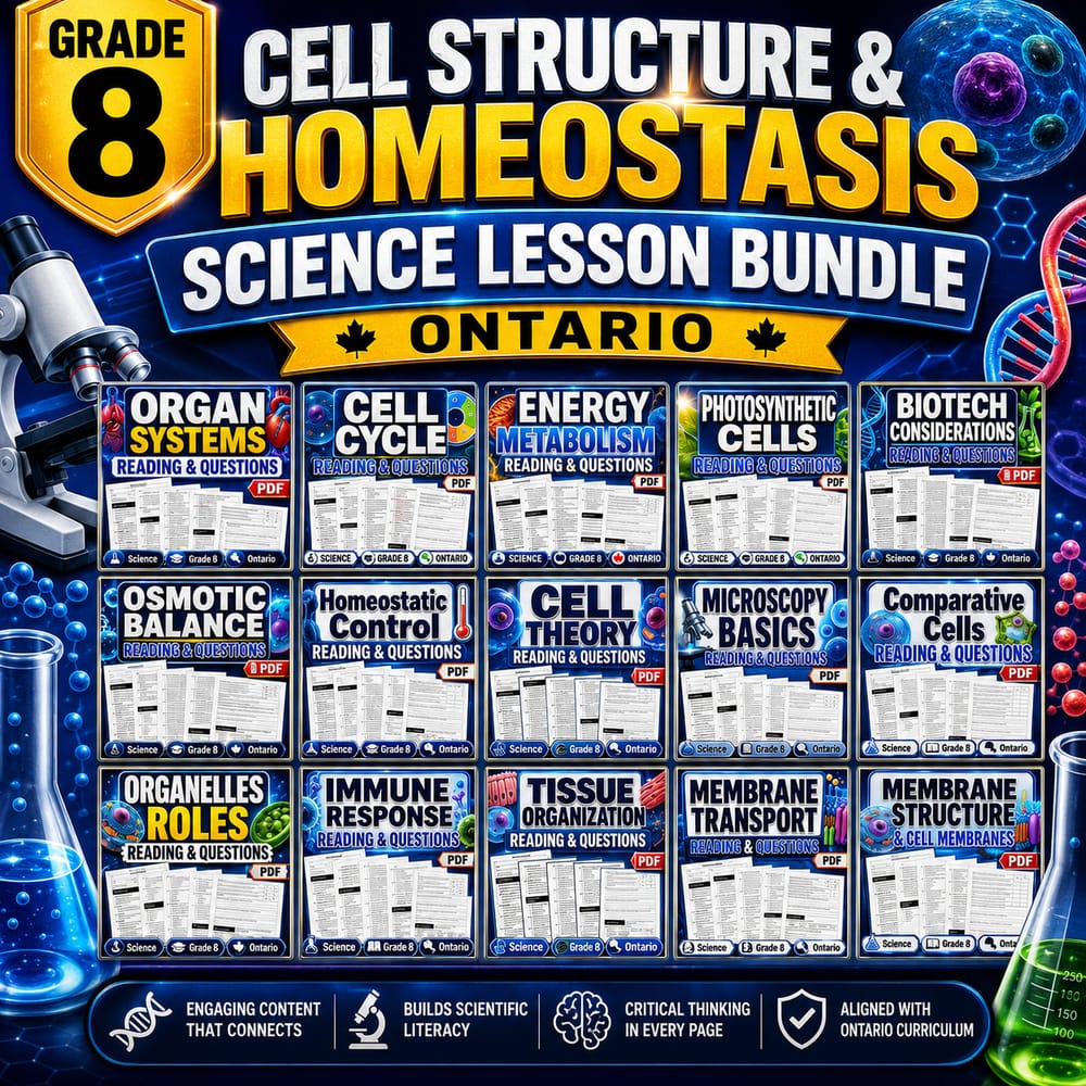 Grade 8 Cell Structure & Homeostasis Science Lesson Bundle (Ontario) — bundle cover