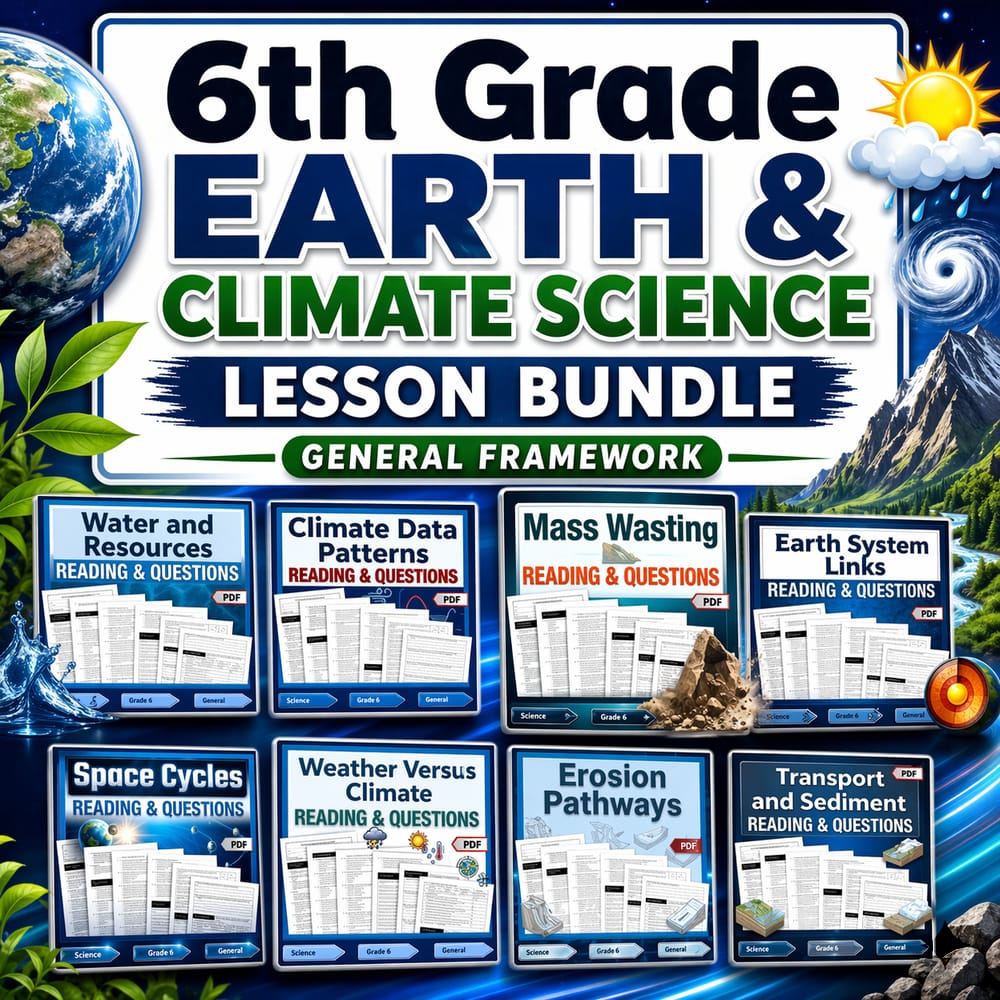 6th Grade Earth & Climate Science Lesson Bundle – General Framework — bundle cover