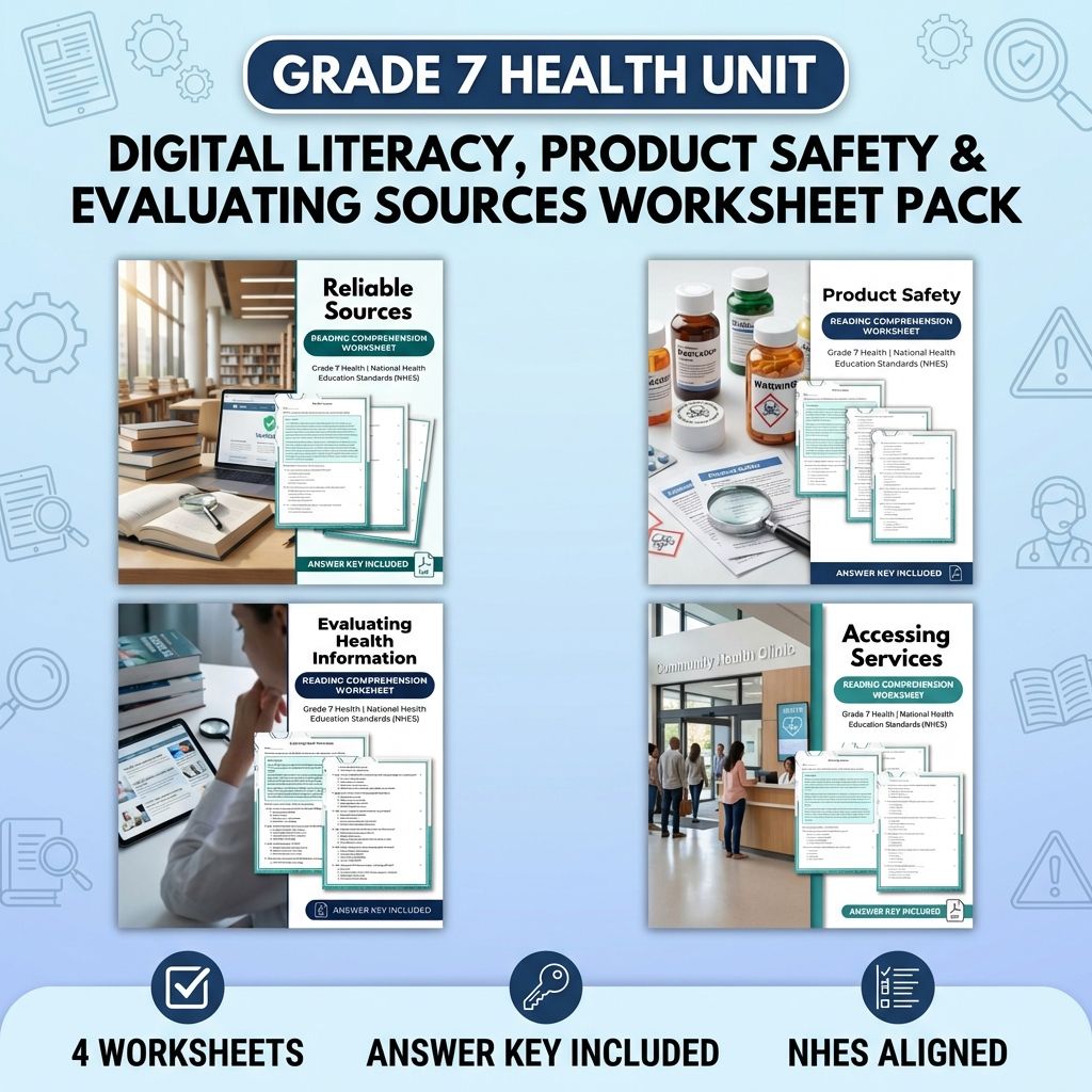 Grade 7 Health Unit | Digital Literacy & Safe Consumer Choices Worksheet Bundle — bundle cover