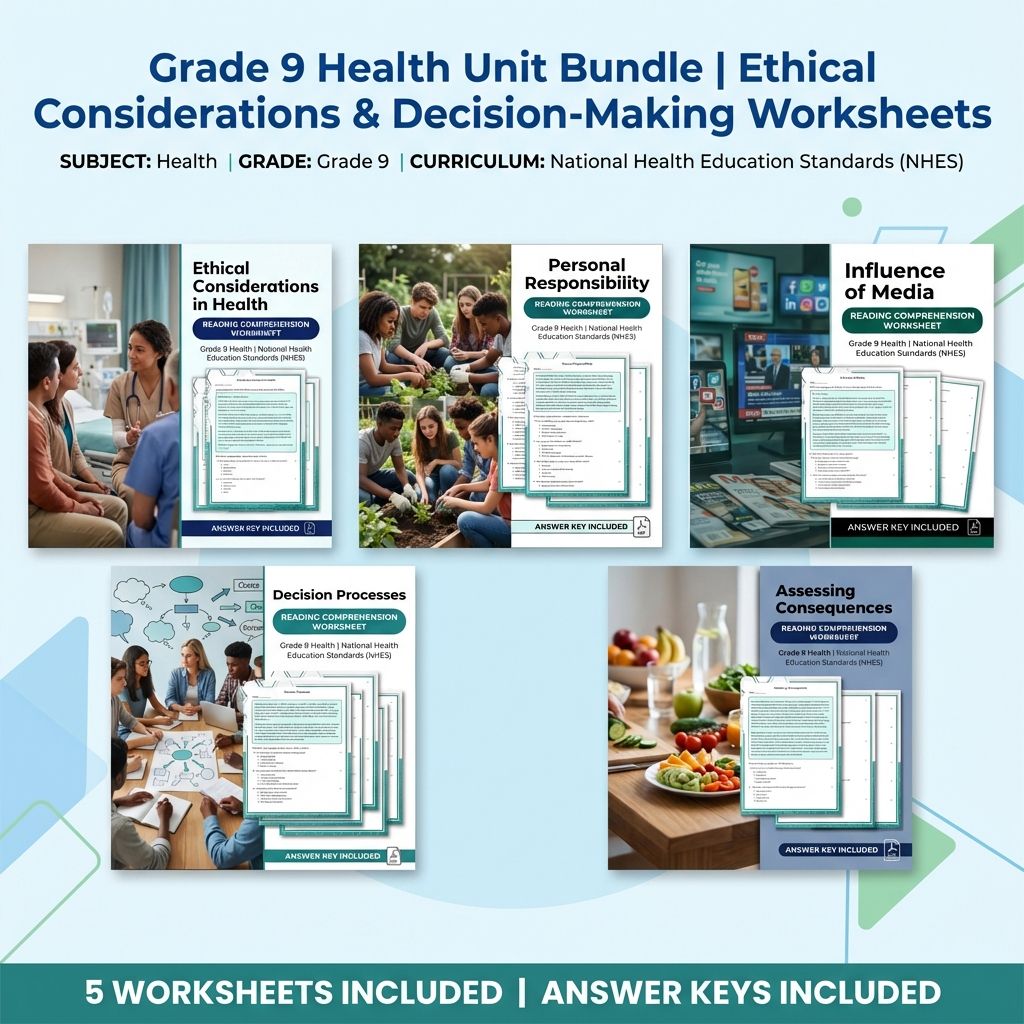 Grade 9 Health Unit | Ethical Decisions & Media Influence Worksheets Bundle — bundle cover