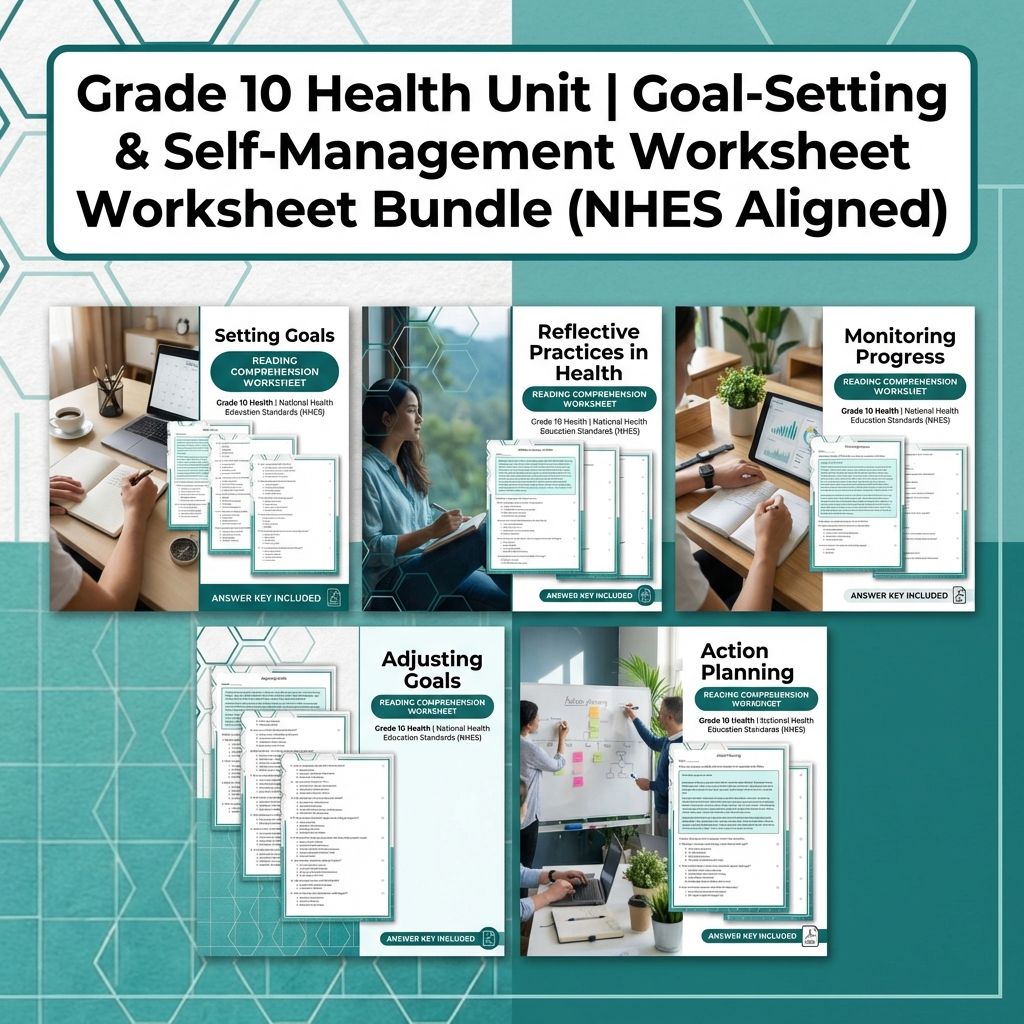 Grade 10 Health Goal-Setting Skills UNIT Bundle | NHES Standards Worksheet Pack — bundle cover