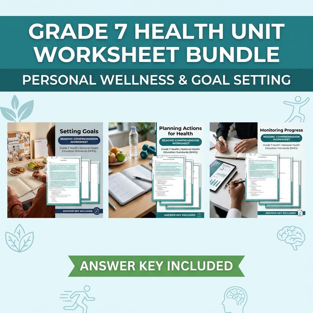 Grade 7 Health Unit | Wellness Goal Setting & Monitoring Worksheets Bundle — bundle cover