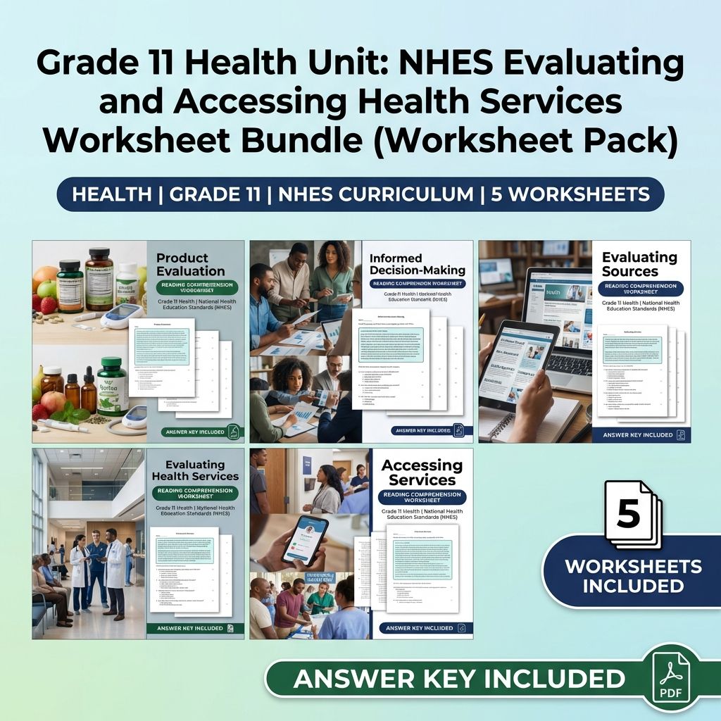 Grade 11 Health  Access to Valid Health Information & Services Worksheet Pack  — bundle cover