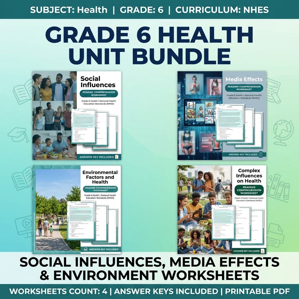 Grade 6 Health UNIT Bundle | Influences on Health Worksheets with Answer Keys — bundle cover