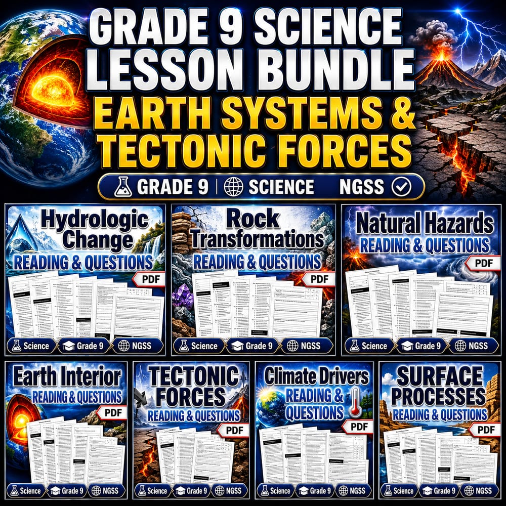 Grade 9 Science Lesson Bundle Earth Systems & Tectonic Forces | NGSS — bundle cover