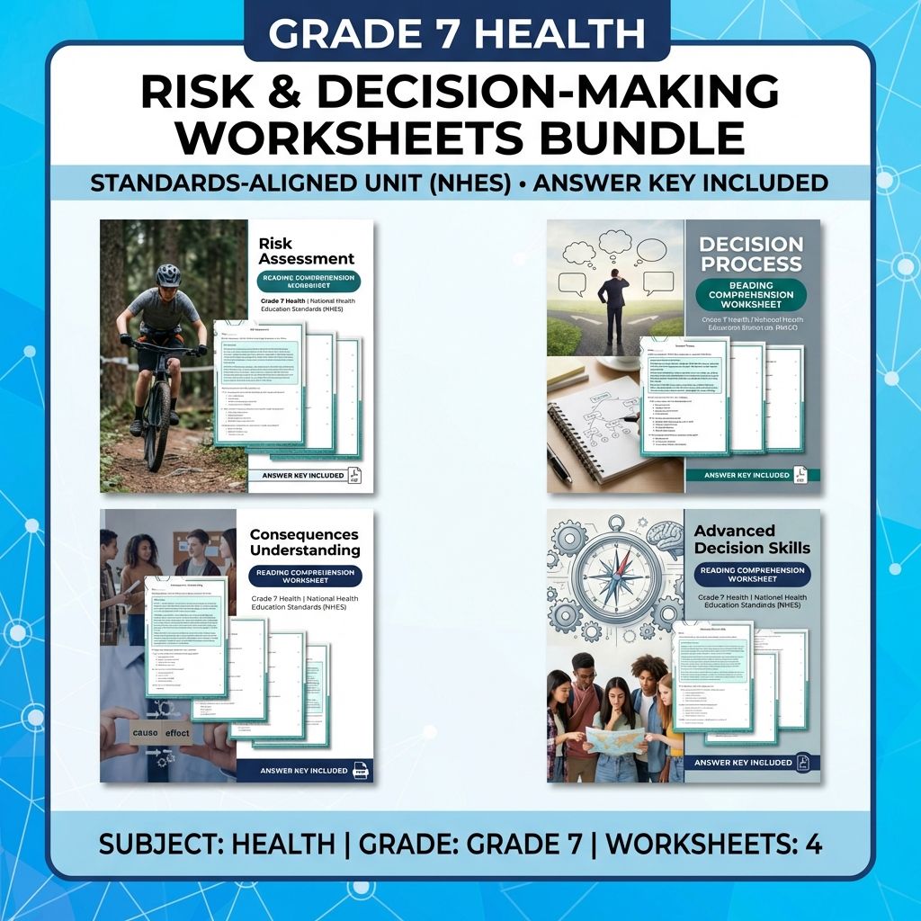 Grade 7 Health Unit Bundle | Risk Assessment & Decision-Making Worksheets — bundle cover