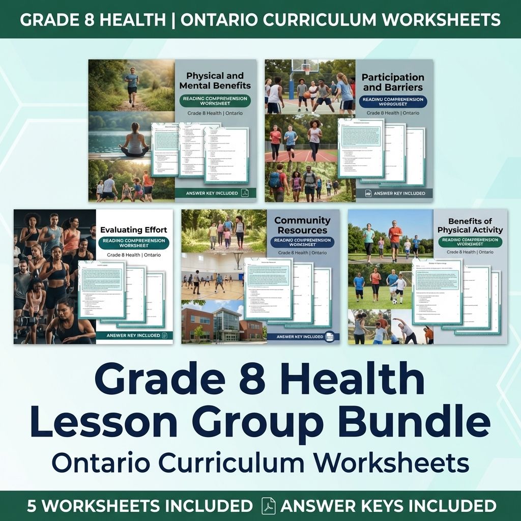 Grade 8 Health Lesson Group Bundle | Ontario Curriculum Worksheets — bundle cover