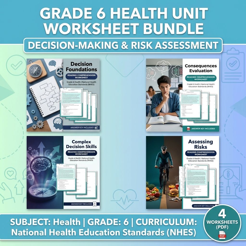 Grade 6 Health Unit Bundle – Decision Making & Risk Assessment Worksheets — bundle cover