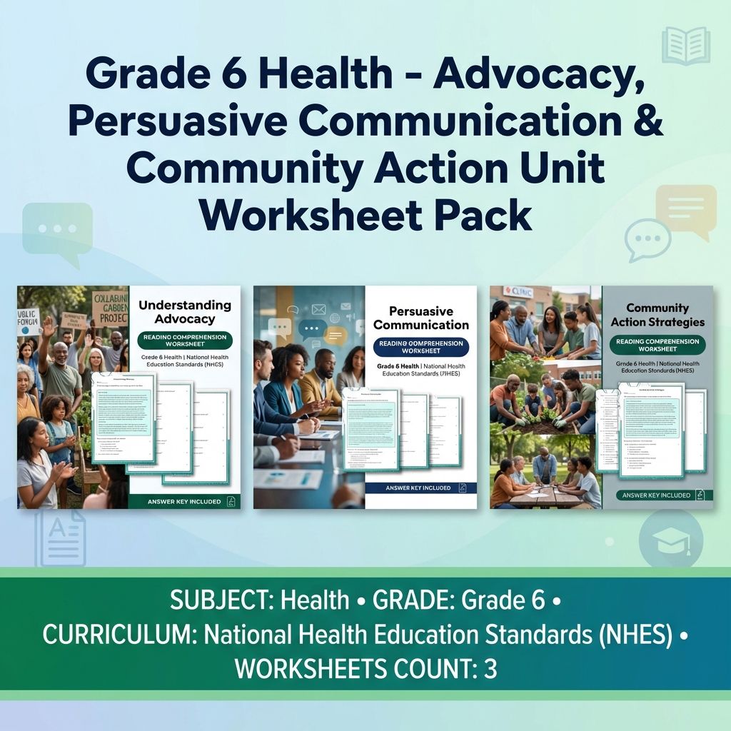 Grade 6 Health Unit | Advocacy & Communication Worksheets (Answer Key Included) — bundle cover