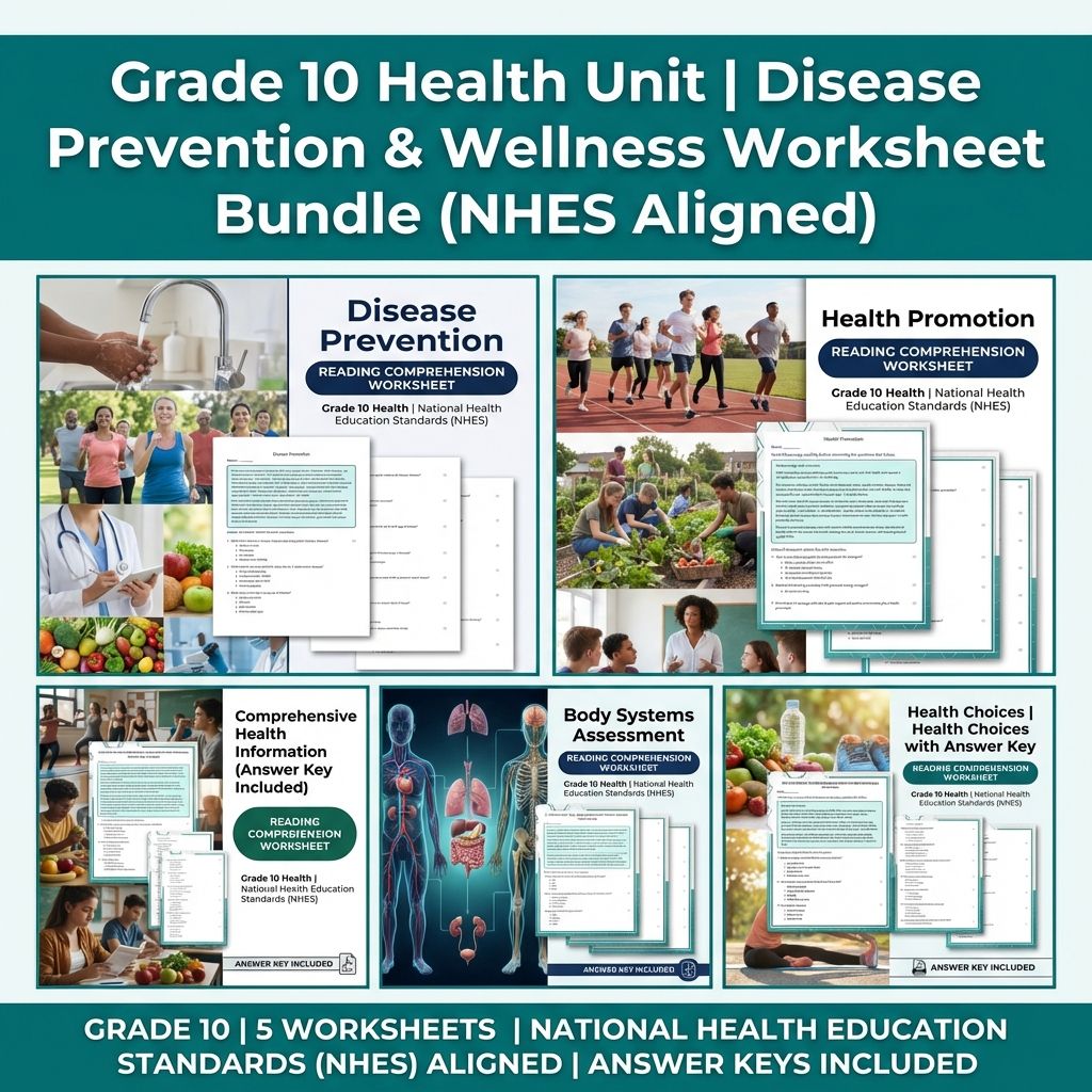 Grade 10 Health | Functional Health Concepts Unit & Worksheet Bundle  — bundle cover