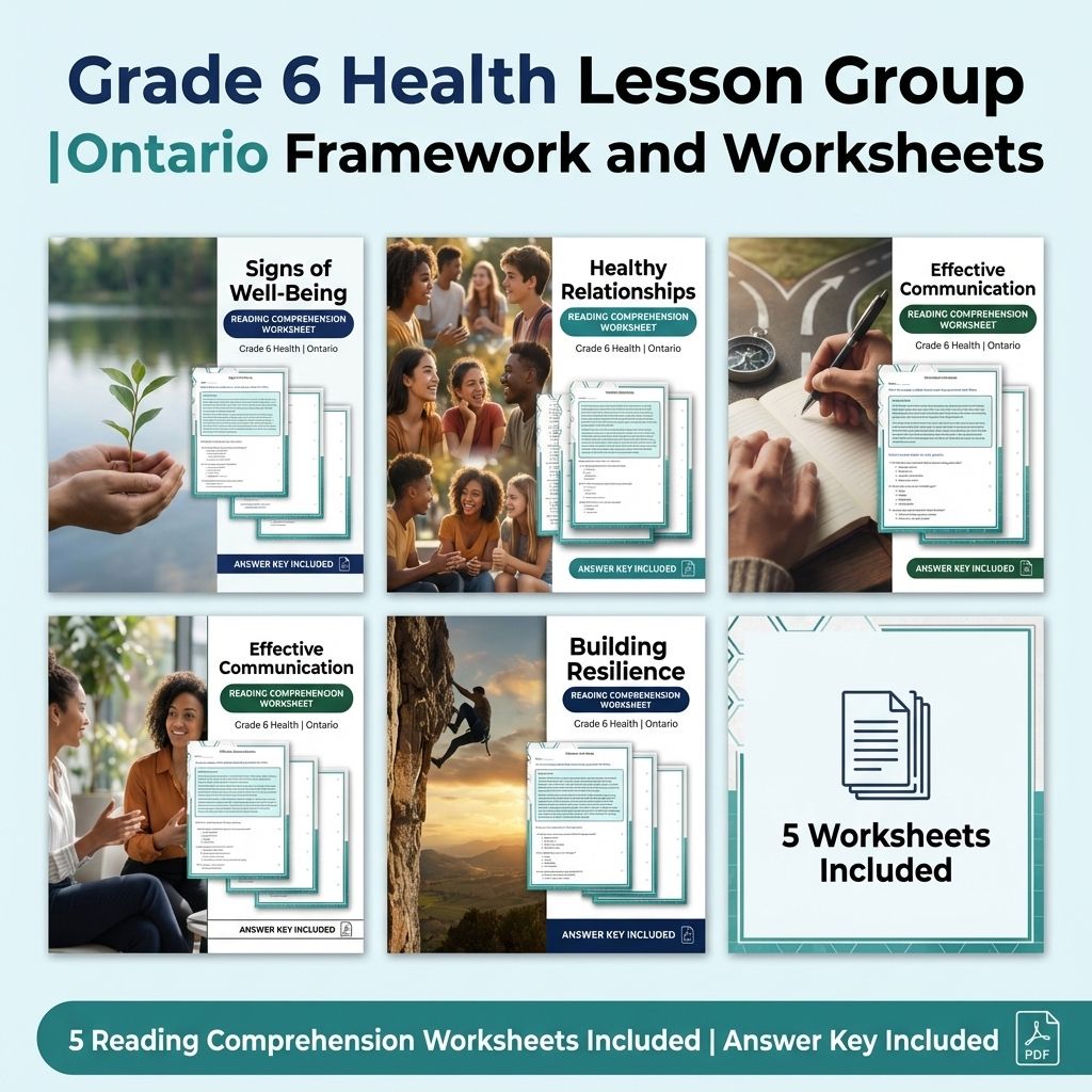 Grade 6 Health Lesson Group | Ontario Framework and Worksheets — bundle cover