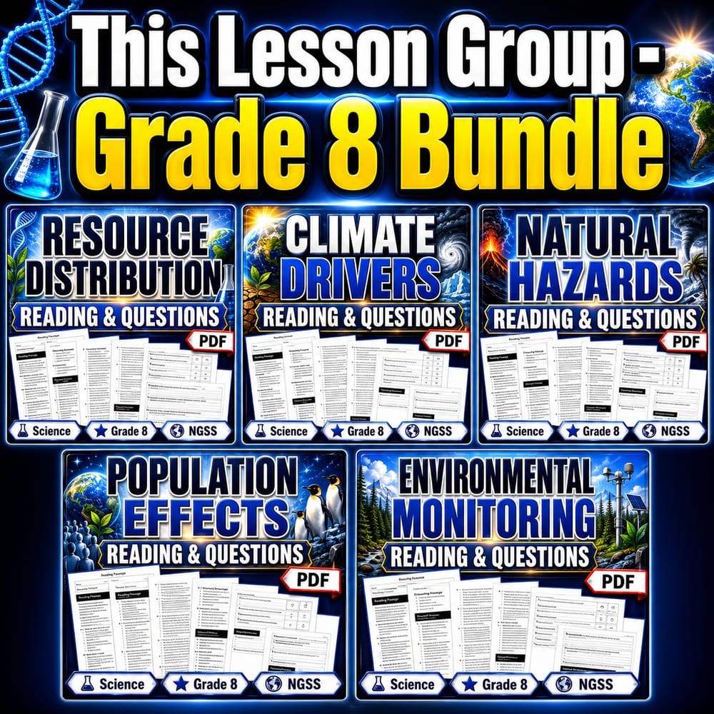Grade 8 Earth and Human Activity Science Lesson Bundle (NGSS) — bundle cover