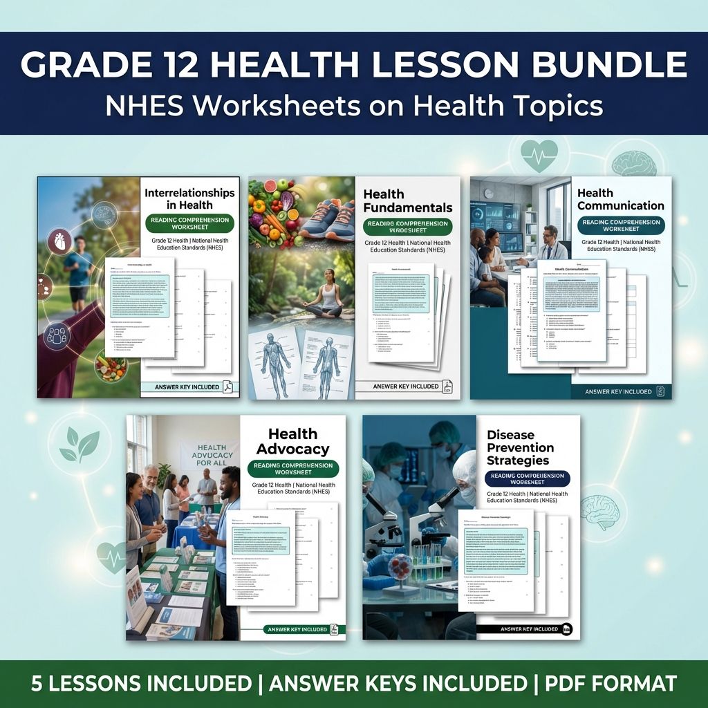 Grade 12 Health Lesson Bundle | NHES Worksheets on Health Topics — bundle cover