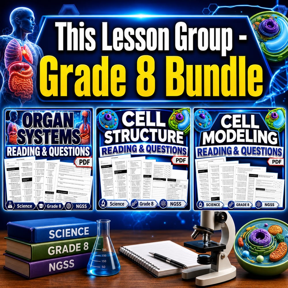 Grade 8 Molecules to Organisms Structures & Processes Science Lesson Bundle NGSS — bundle cover