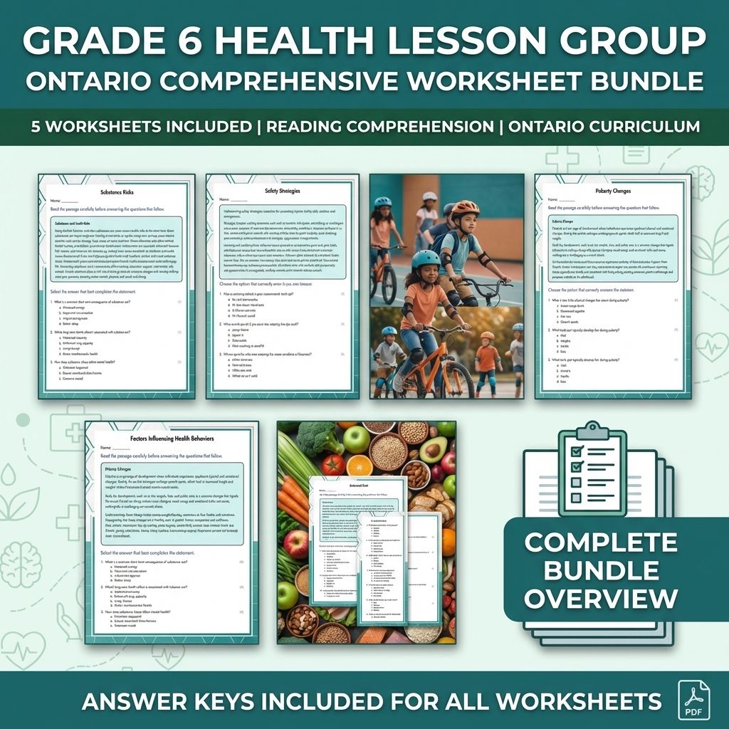 Grade 6 Health Lesson Group | Ontario Comprehensive Worksheet Bundle — bundle cover