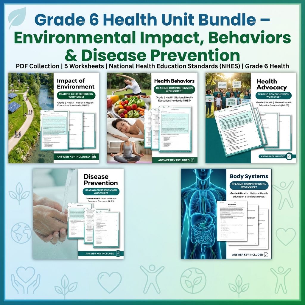 Grade 6 Health Unit | Body Systems, Disease Prevention & Environment Worksheets — bundle cover