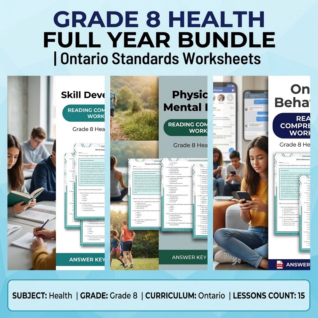 Grade 8 Health Full Year Bundle | Ontario Standards Worksheets — bundle cover