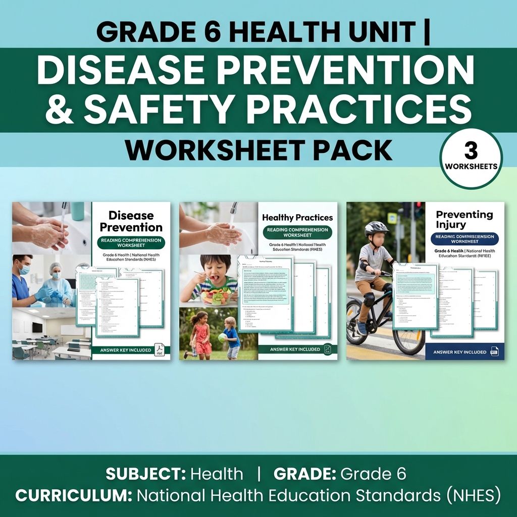 Grade 6 Health Unit | Disease Prevention & Safety Practices Worksheet Pack — bundle cover