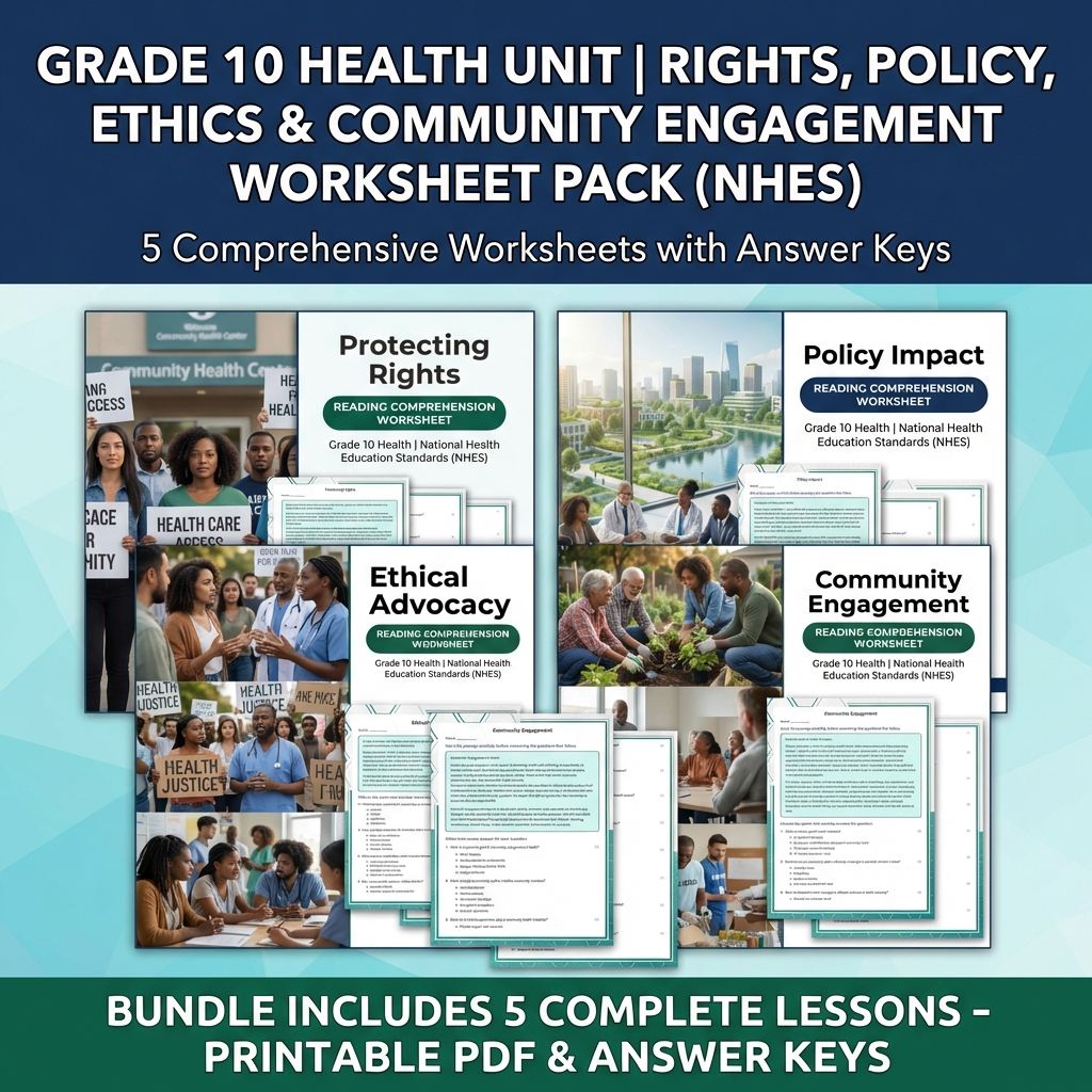 Grade 10 Health Advocacy Unit | NHES-Aligned Worksheet Collection — bundle cover