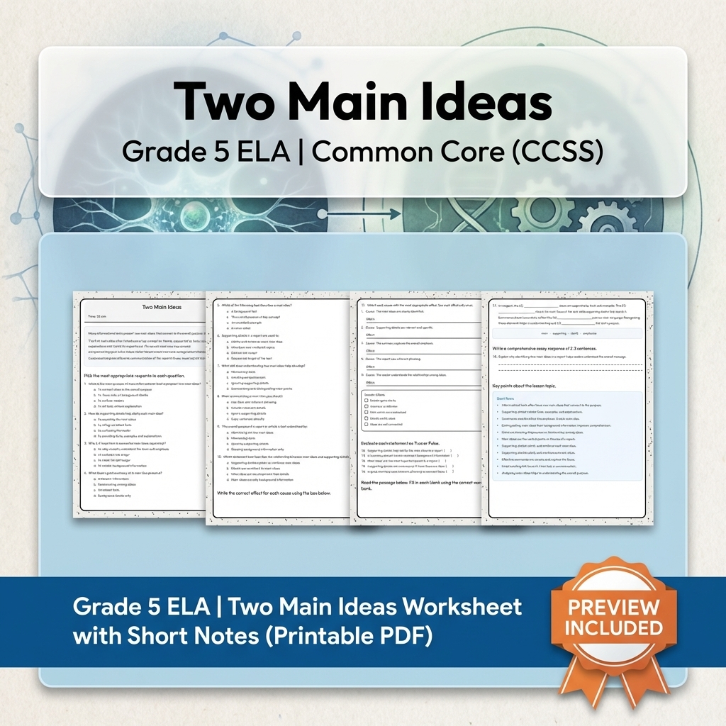 Grade 5 Reading & Text Evidence ELA Lesson Bundle | Common Core (CCSS) — included worksheet 1