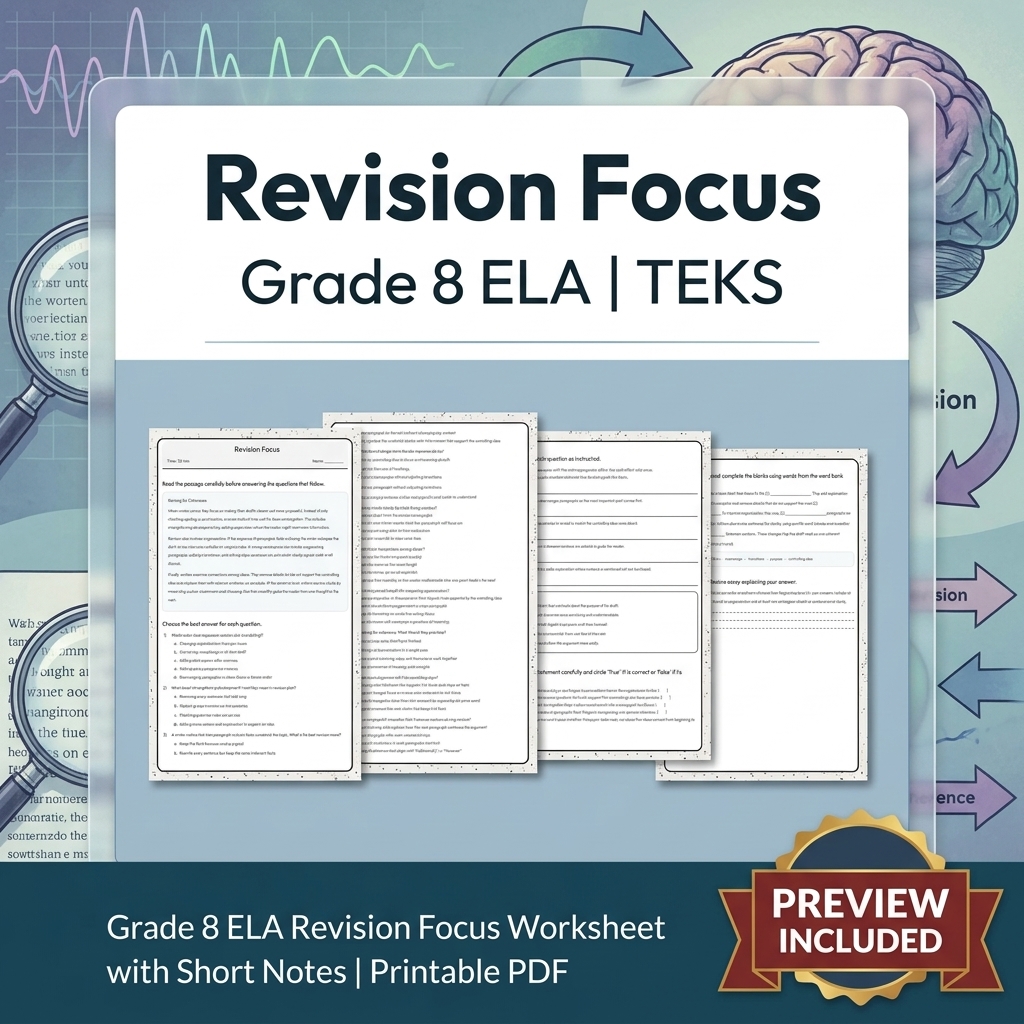 Grade 8 Evidence & Grammar ELA Full-Year Bundle TEKS — included worksheet 1