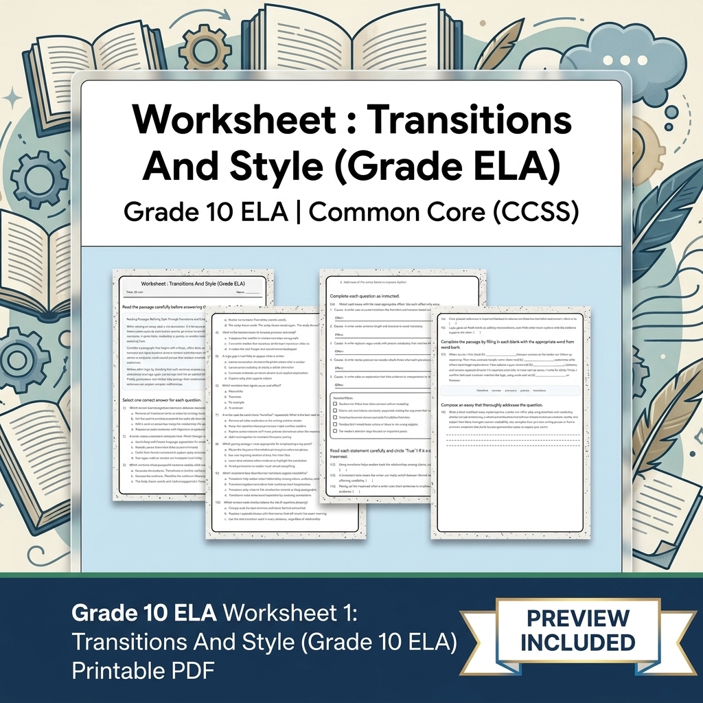 Grade 10 Source Integration & Writing Skills ELA Full-Year Bundle (CCSS) — included worksheet 1