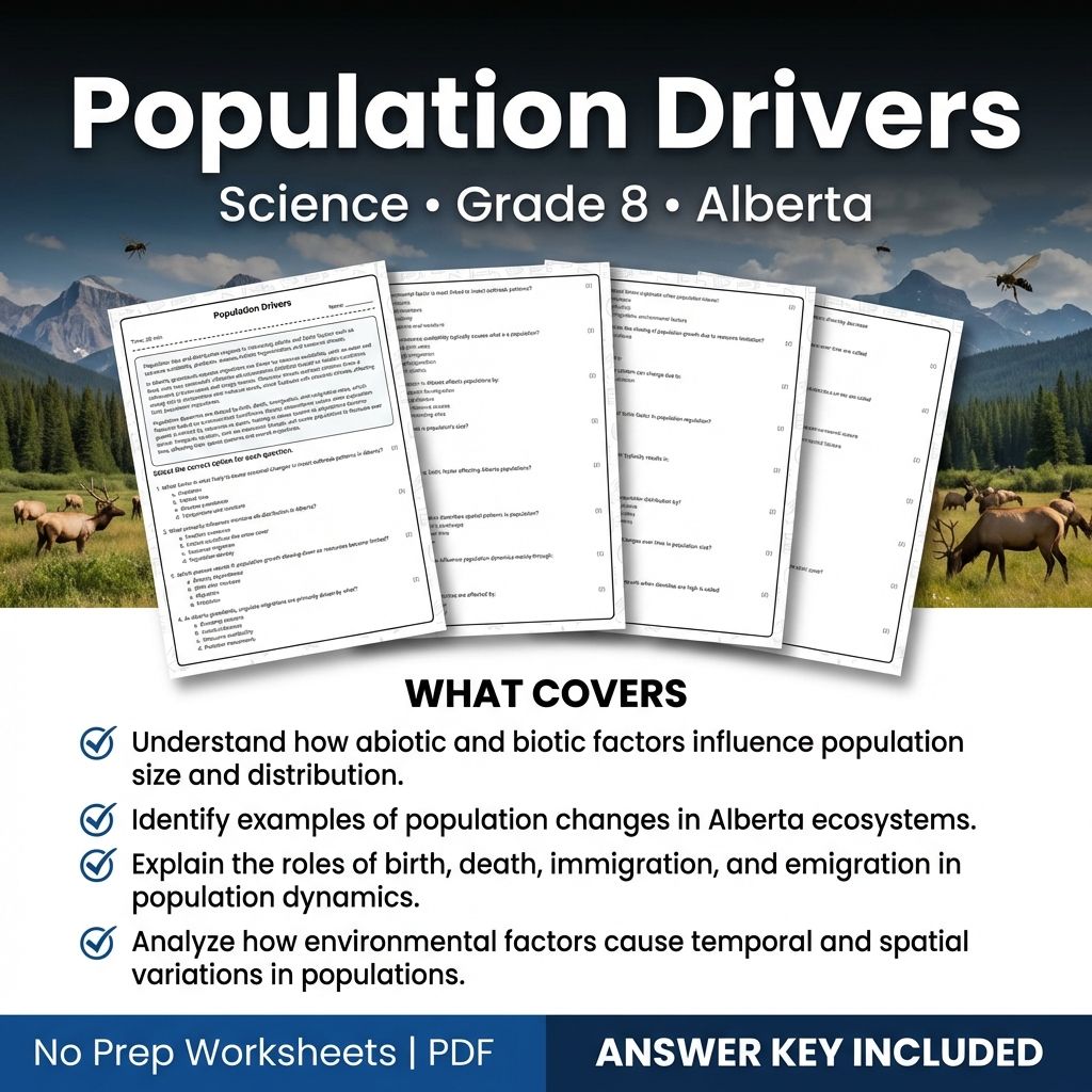 Population Drivers Worksheet for Grade 8 Science | Alberta Standards