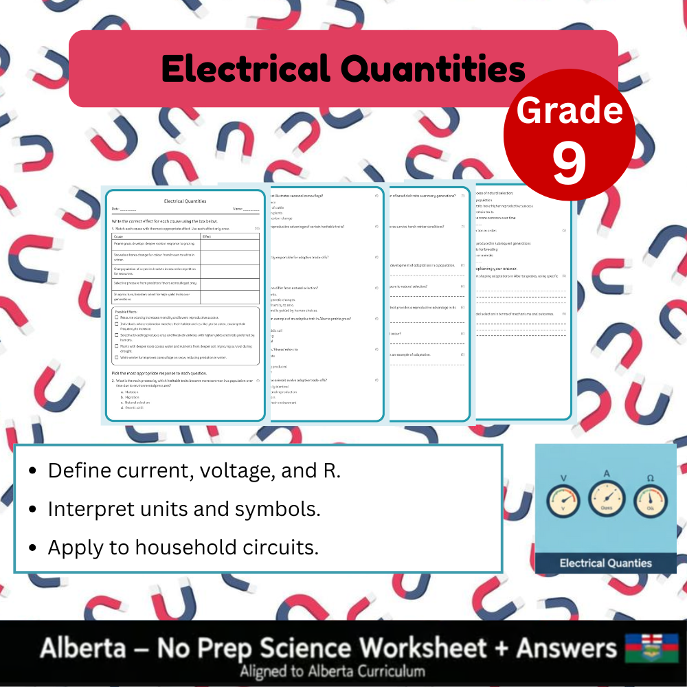 Grade 9 Science Worksheet Bundle | Genetics, Chemistry & Physics Concepts — included worksheet 1