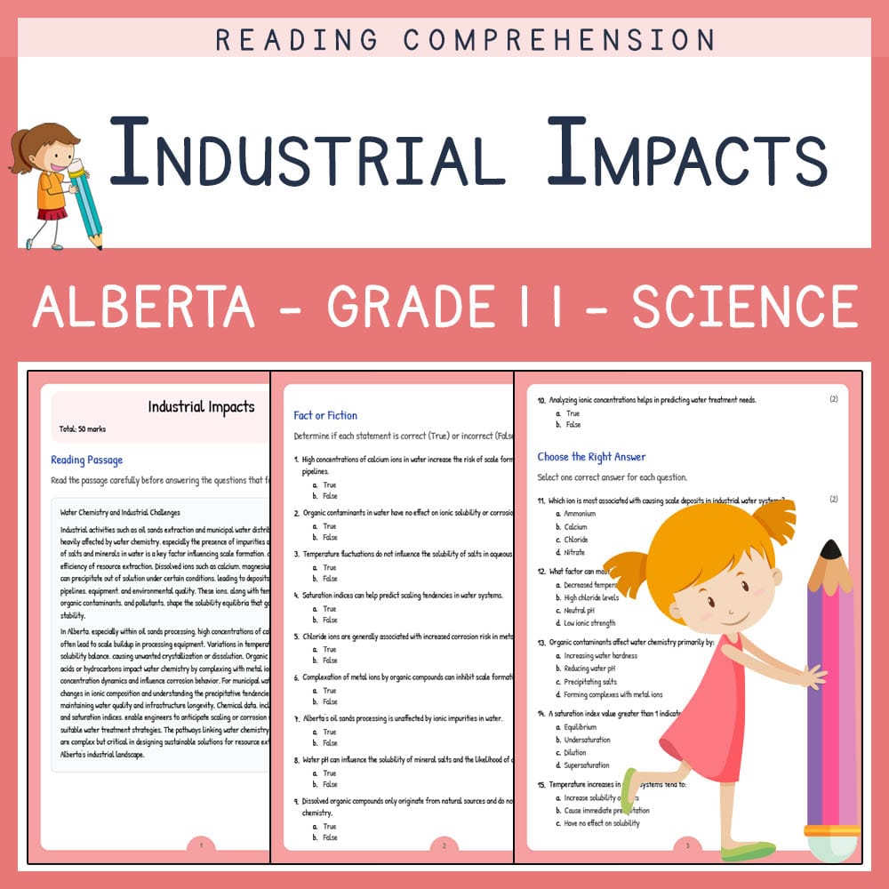 Grade 11 Science worksheet elena worksheet — Grade 11 Science | Industrial Impacts Worksheet | Alberta Standards — page 1