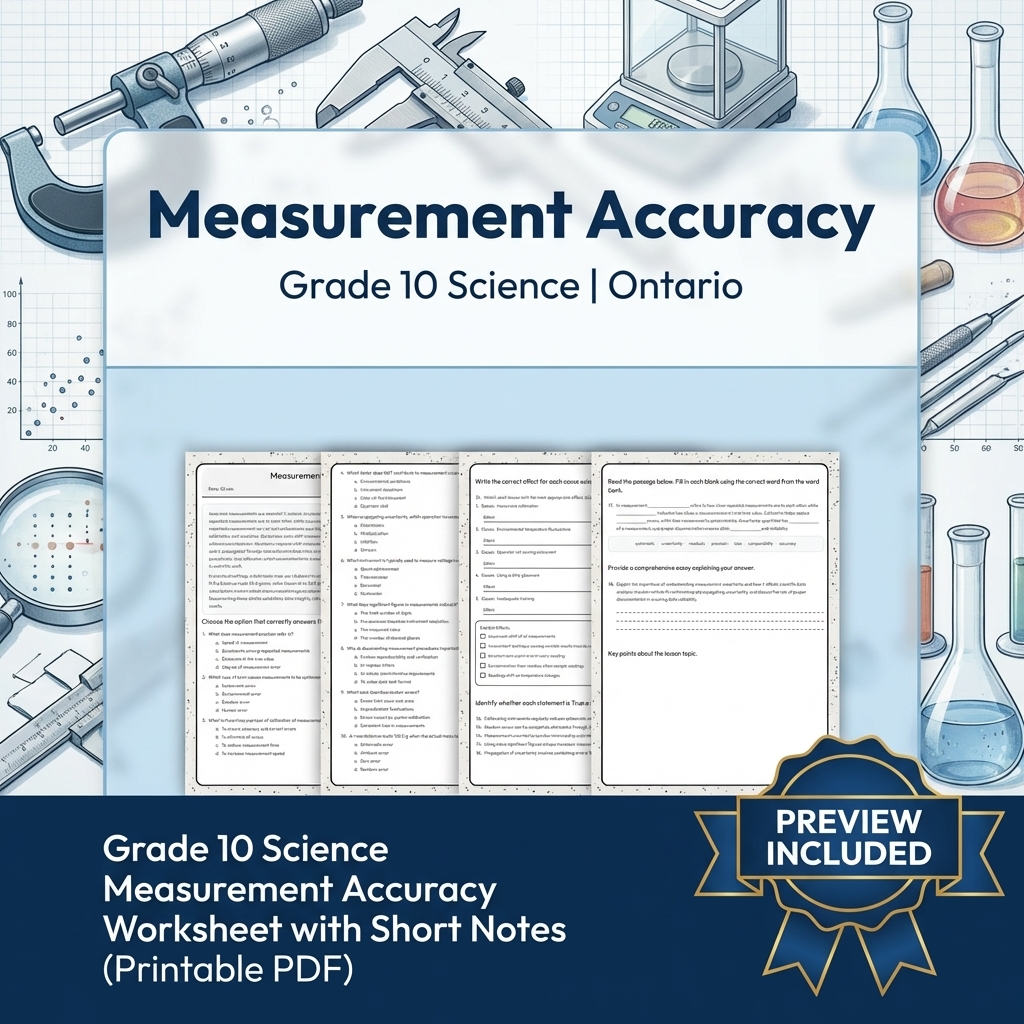 Grade 10 Science Lesson Group Bundle | Ontario Curriculum Worksheets — included worksheet 2