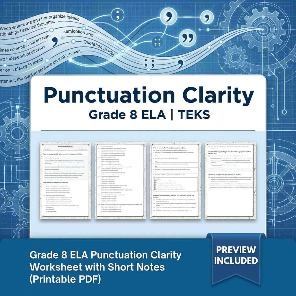 Grade 8 Precision Grammar & Voice ELA Lesson Bundle TEKS Resource — included worksheet 1