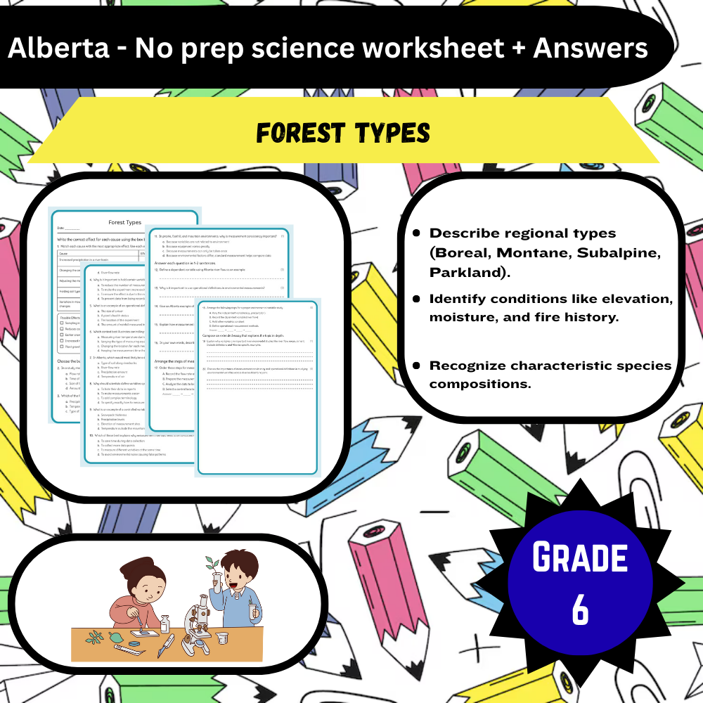 6th Grade Science | Forest Types Exploration Worksheet (PDF)