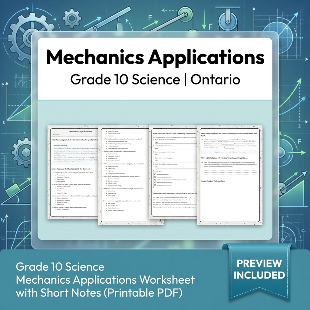 Grade 10 Science Lesson Group: Motion & Forces Ontario Curriculum Bundle — included worksheet 1