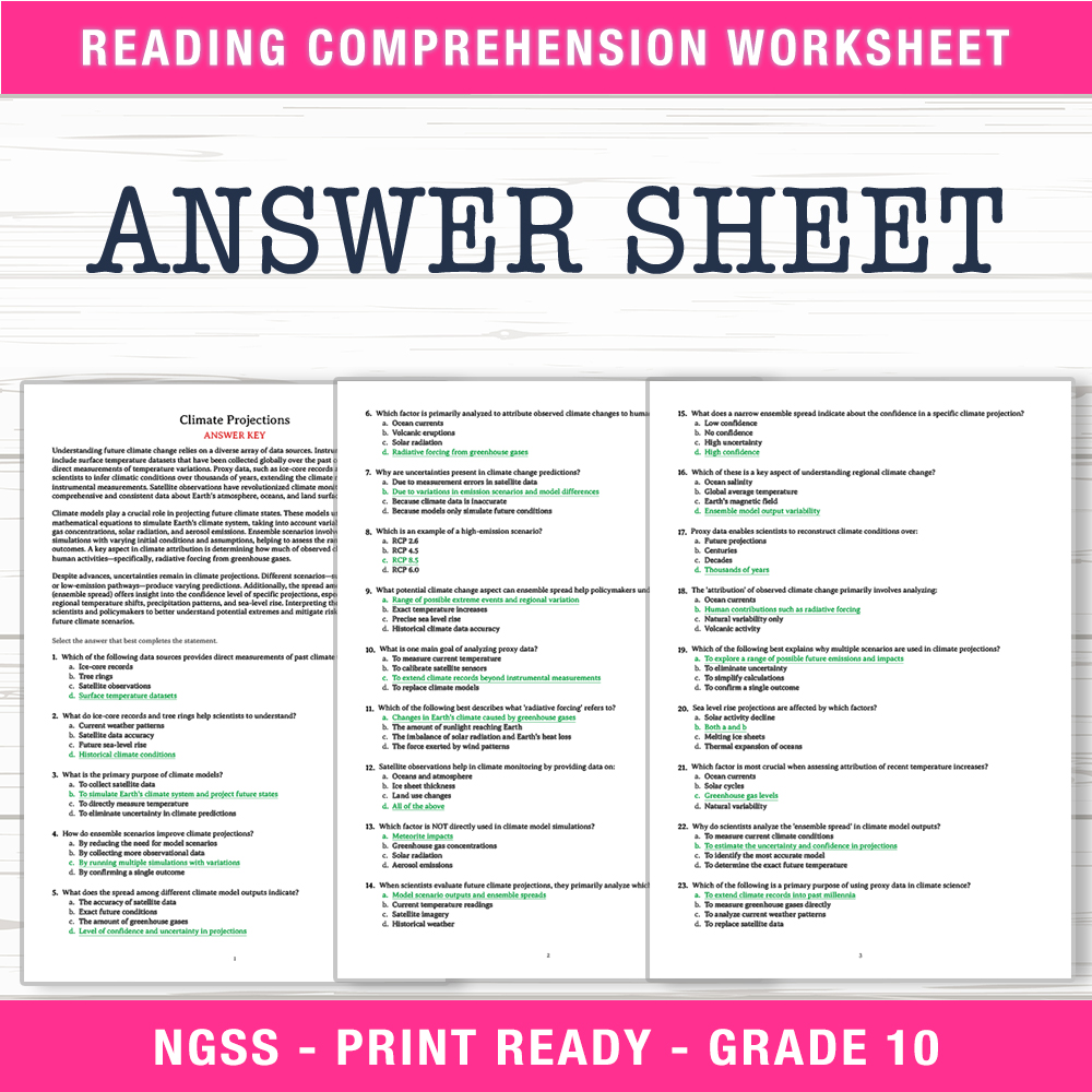 Grade 10 Science worksheet worksheet — Grade 10 Science | Climate Projections Worksheet (PDF + Answer Key) — page 2