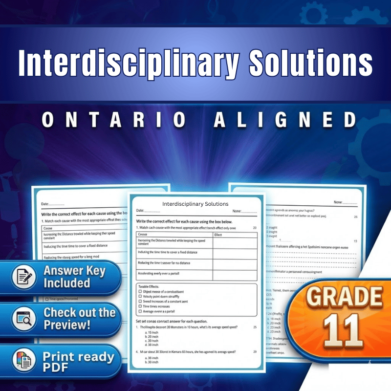 Grade 11 Science | Interdisciplinary Solutions Worksheet (Ontario, PDF)