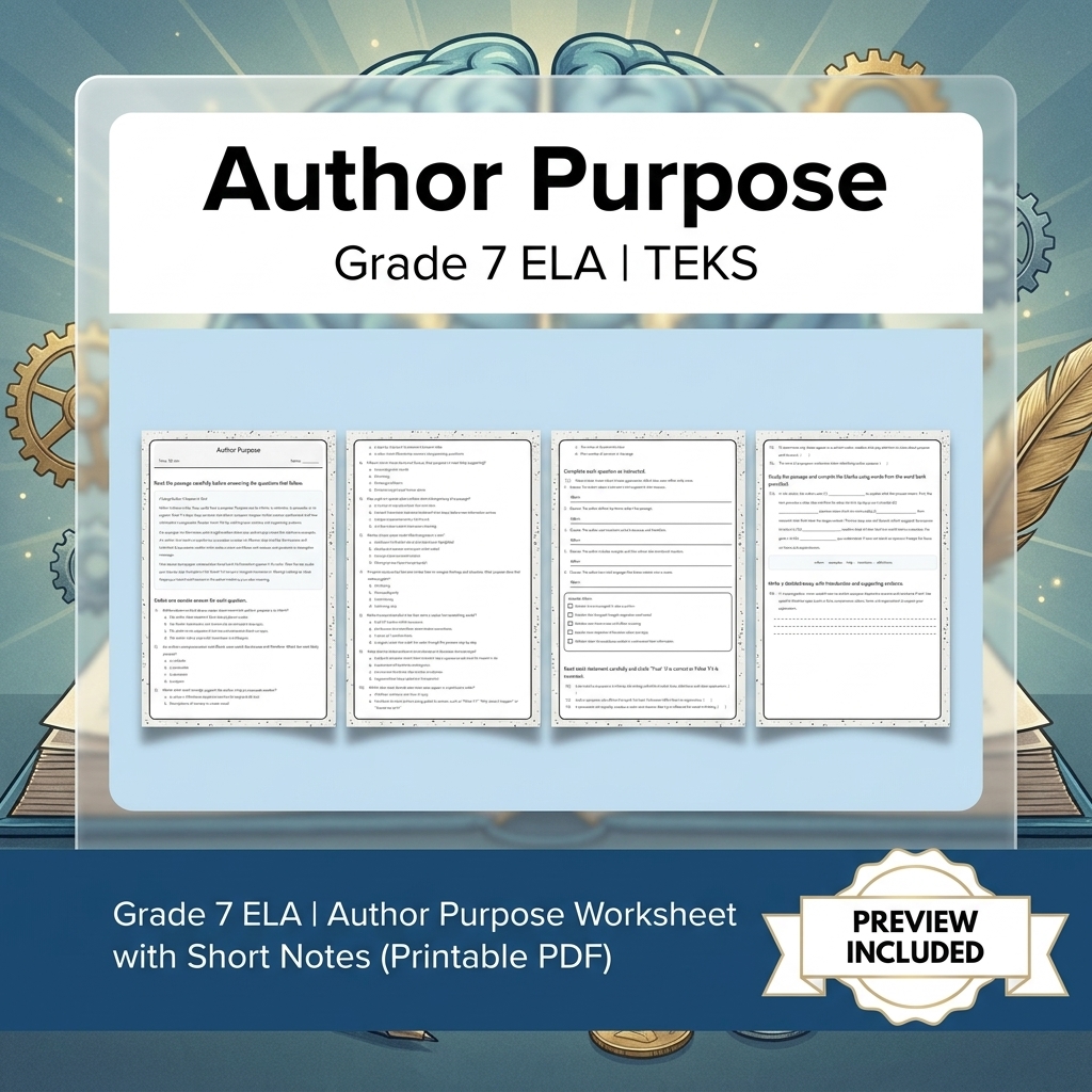 Grade 7 Evidence-Based Research Writing ELA full-year bundle TEKS — included worksheet 3