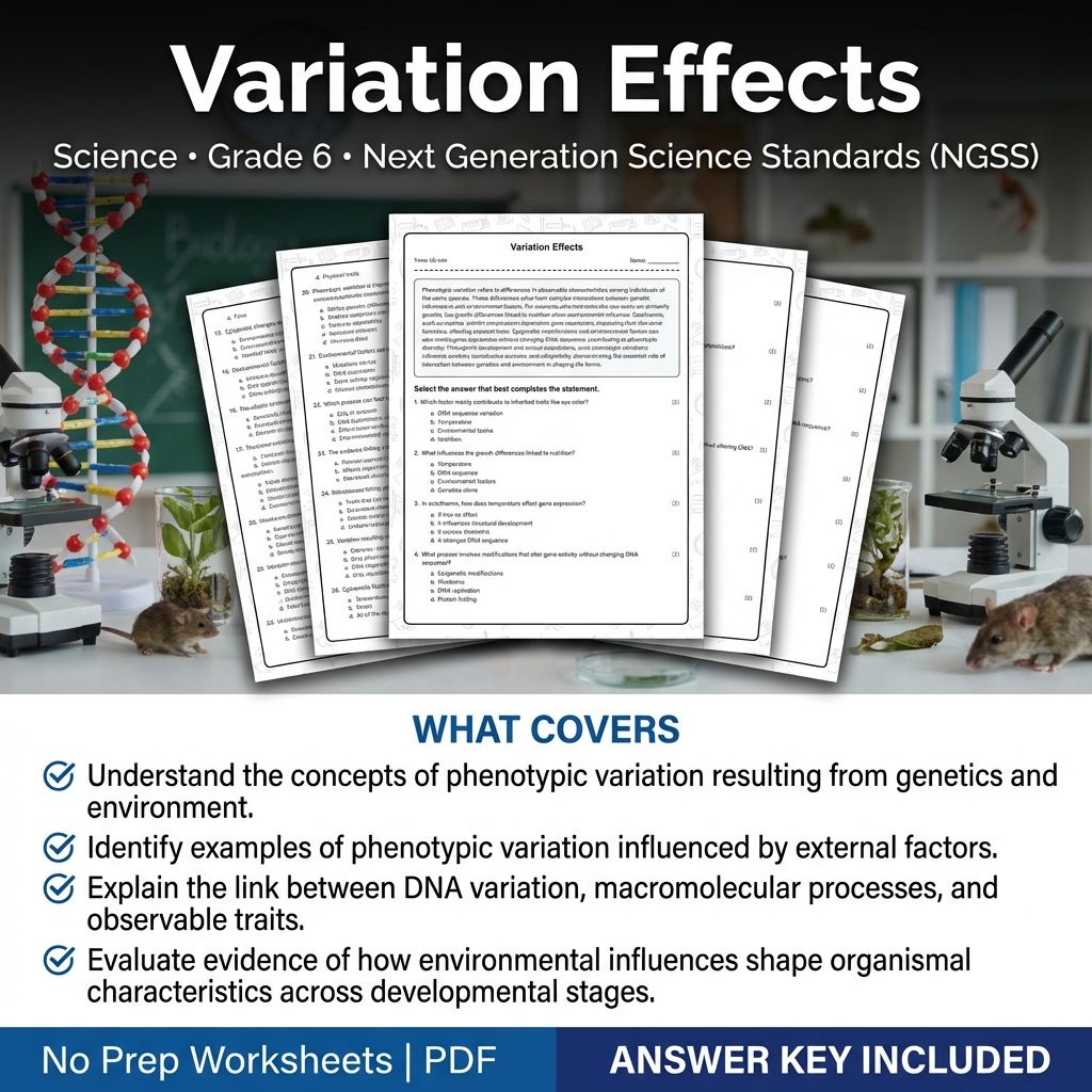 6th Grade Science | Variation Effects Worksheet + Answer Key (Printable PDF)