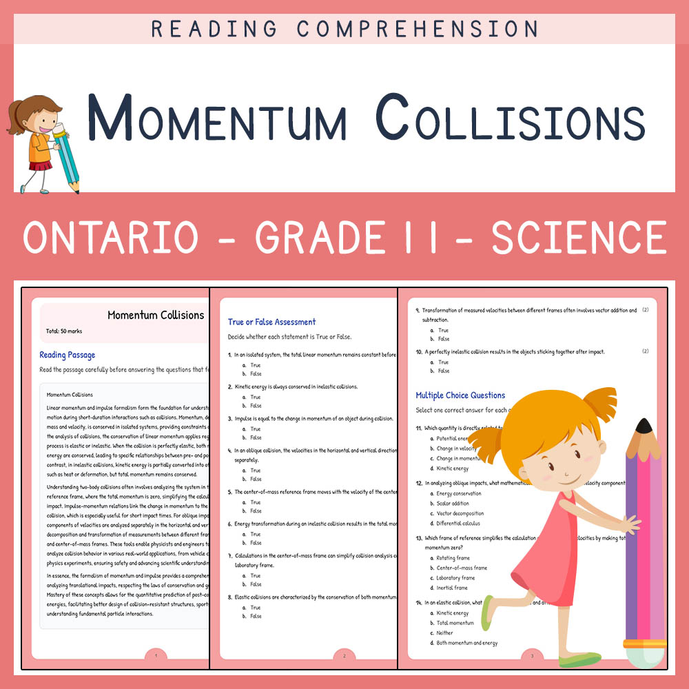 Grade 11 Science worksheet elena worksheet — Grade 11 Science | Momentum Collisions Worksheet Elena | Ontario Standard — p…