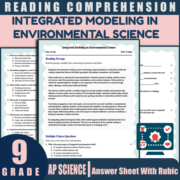 Grade 9 Science reading worksheets worksheet — Grade 9 Science | Integrated Modeling in Environmental Science Reading Work…