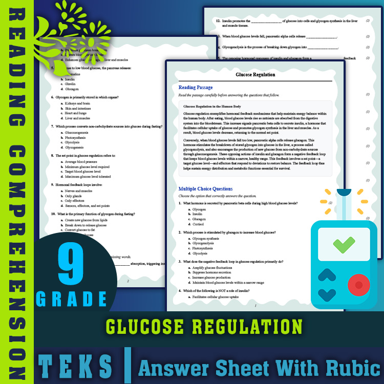 Grade 9 Science reading worksheets worksheet — 9th Grade Science | Glucose Regulation Reading Worksheets (PDF + Rubric) —…